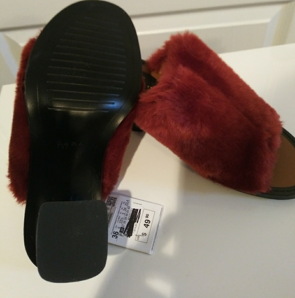 New! Zara Faux Fur Mules - Picture 2 of 7